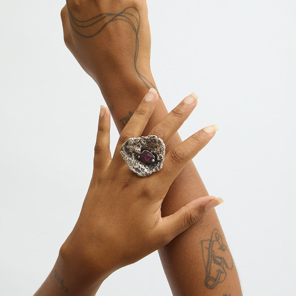 Tourmaline Coral Ring
